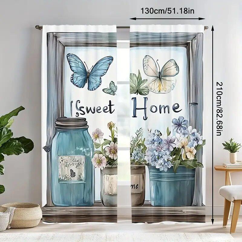 Sweet Home Butterfly - Pole Bag curtains   bedroom and living room decoration   home decoration   living room decoration