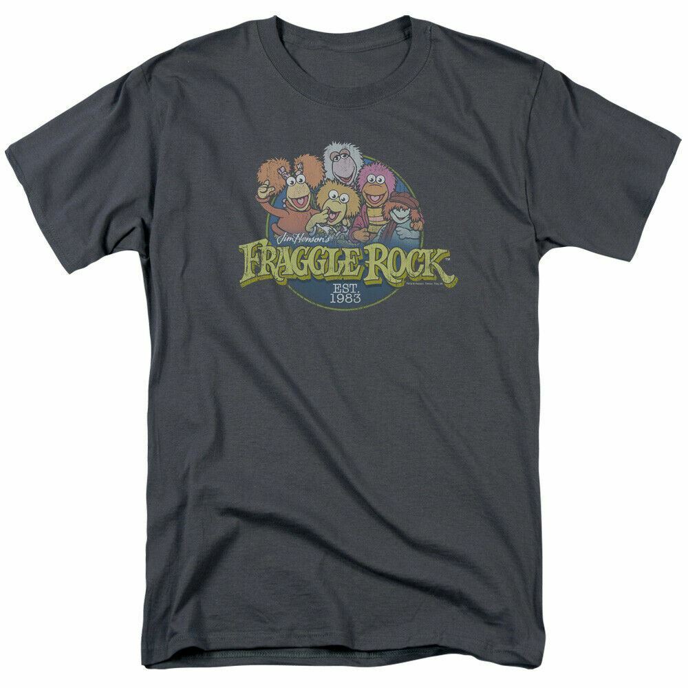 26 Fraggle Rock Circle Logo T Shirt Mens Licensed Classic TV Show Charcoal Unisex T-Shirt M