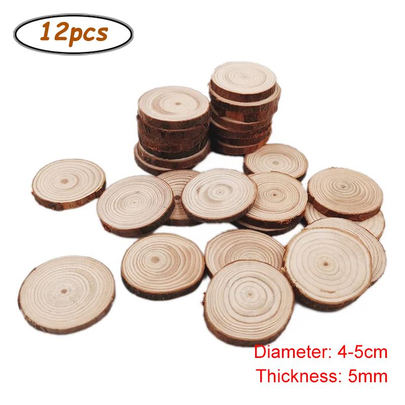 Unfinished Wood Slices Discs Cutouts with Tree Bark for Art Paint DIY Craft Coaster Christmas Hanging Ornament Wedding Decor