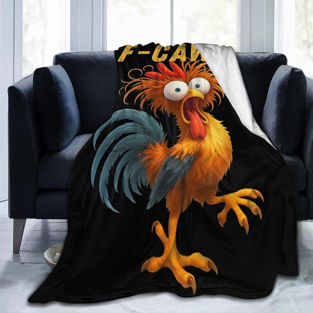 F-Caw-F Chicken Funny Fashion Blanket Fleece Decoration  Multi-function Lightweight Throw Fashion Blanket for Bed Bedroom Plush Thin Quilt