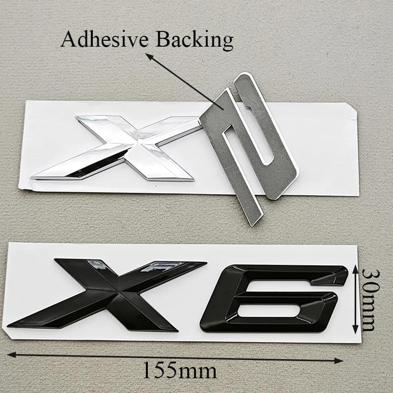 Autocollants Lettres de Voiture Chrome Noir ABS 3D Emblème Logo X5 X6 Badges de Coffre Arrière Pour BMW X5 X6 F15 G05 F16 G06 Autocollant Accessoires Auto yo2