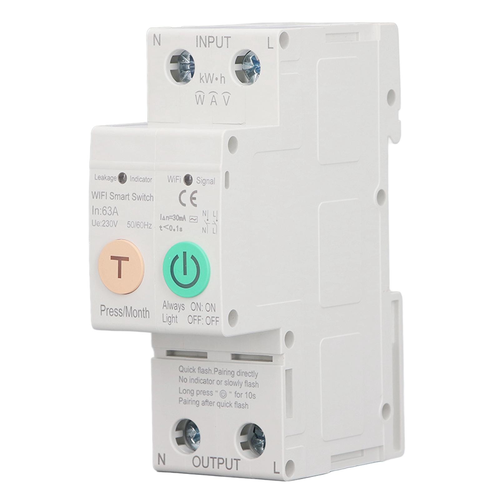 

Smart Metering Leakage Switch Remote Control 2P 63A DIN Rail Installation WiFi Circuit Breaker AC230V