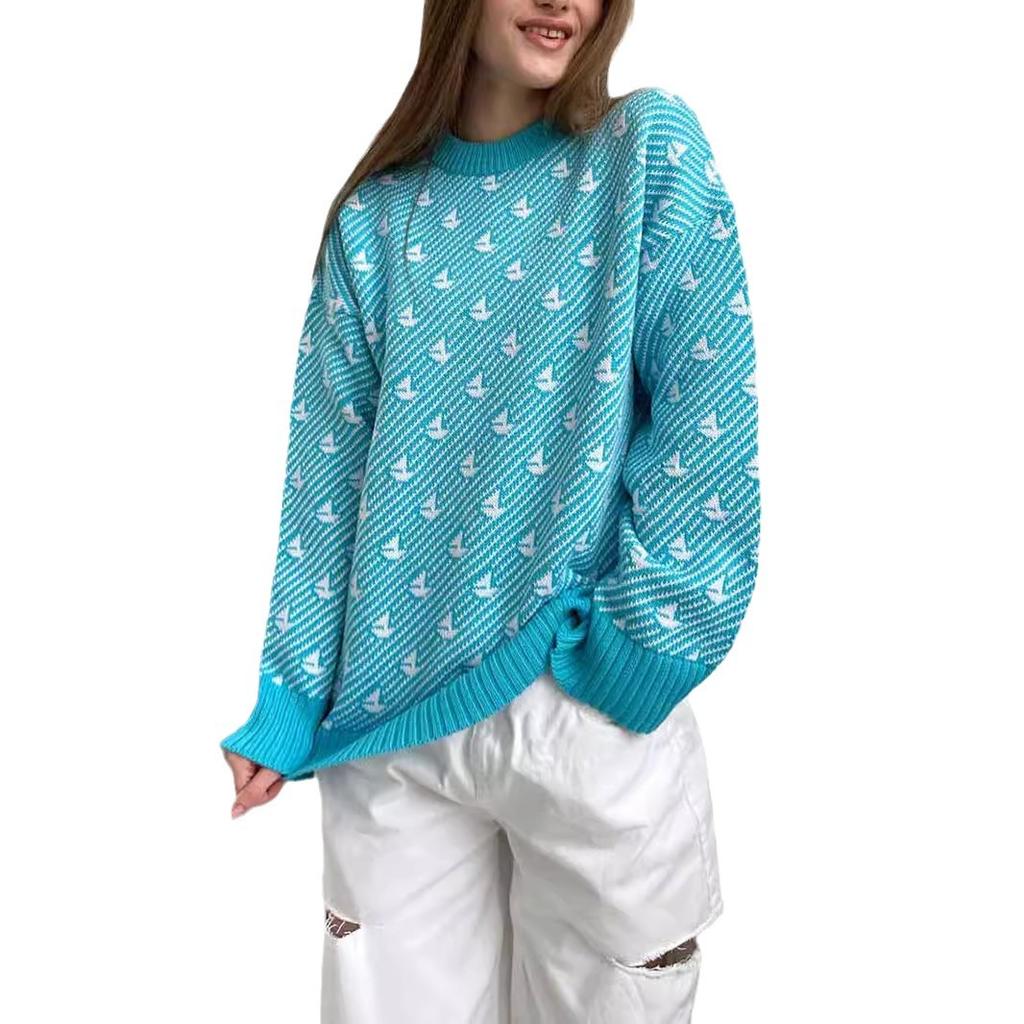 Pulovere de damă, toamnă, iarnă, pulover supradimensionat, tricotat, gros, ocazional, topuri, cu mânecă lungă, cu gât crew, ușoare, largi, drăguțe, pentru femei