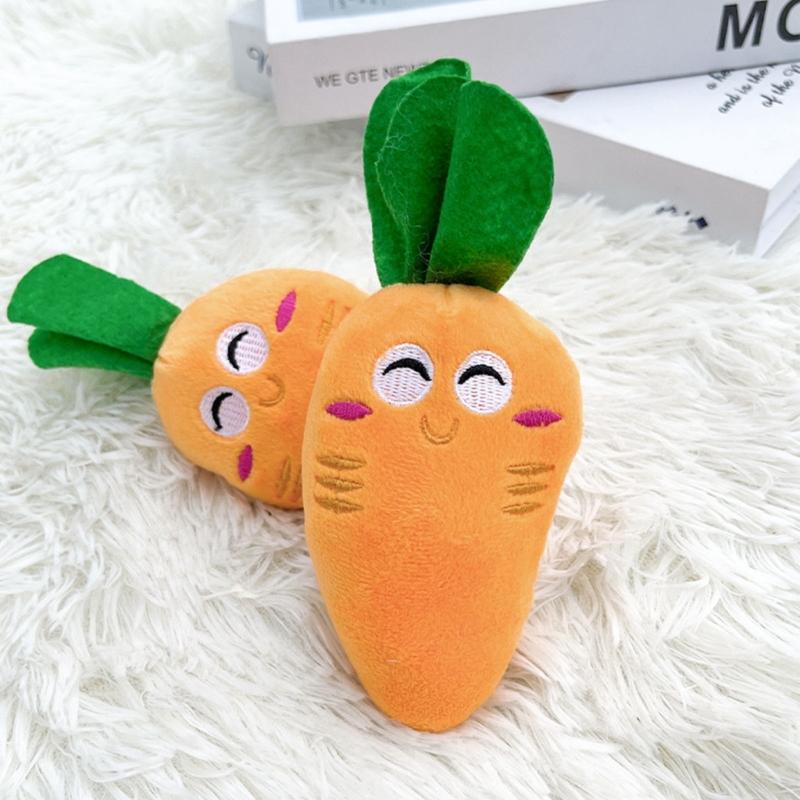 Squeaky Chicken Leg/ Carrot Shape Dog Chew Toy Soft Cleaning Massage Supplies Pet Cloth Stuffed Shape Molar Pet Toy