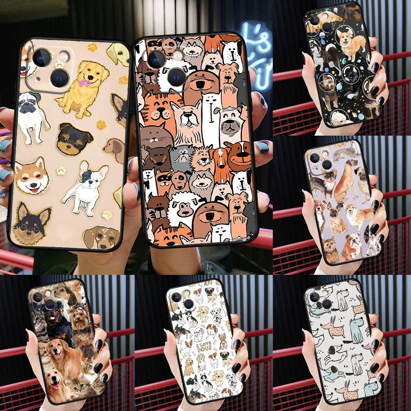 French Bulldog Beagle Dogs Pattern For iPhone 12 11 14 13 Pro Max Mini XS Max XR X SE 2020 6S 7 8 Plus Case Phone Back Cover