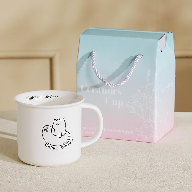 Shangqi Matte Ceramic Line Cat Mug Set