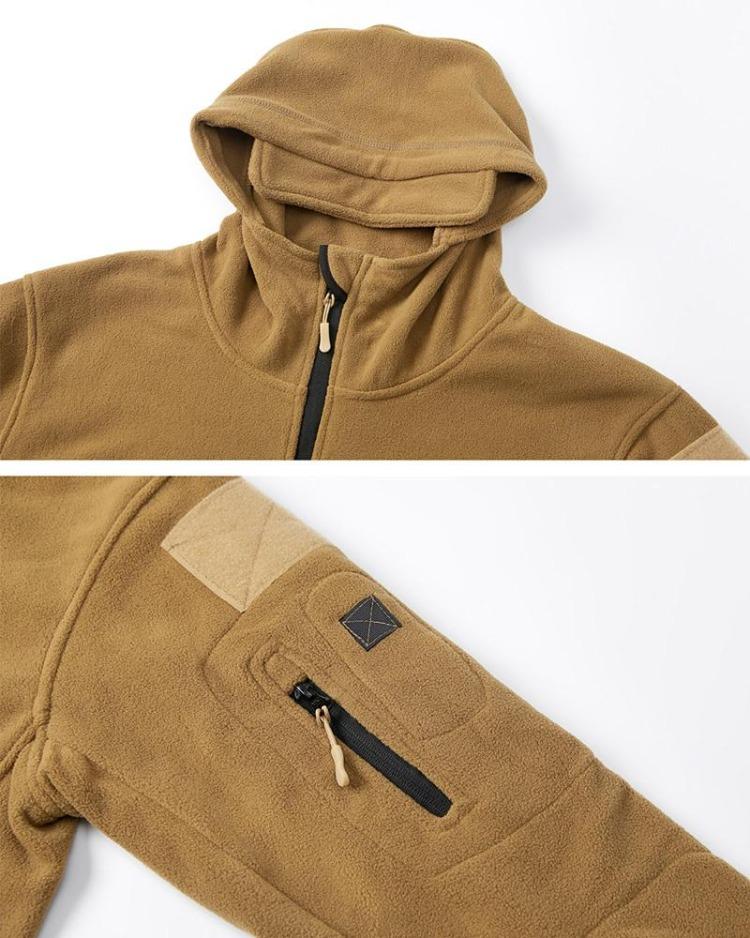 Men's Warm Tactical Fleece Hoodie Jacket Military Polar Thermal Outerwear for Hiking Outdoor