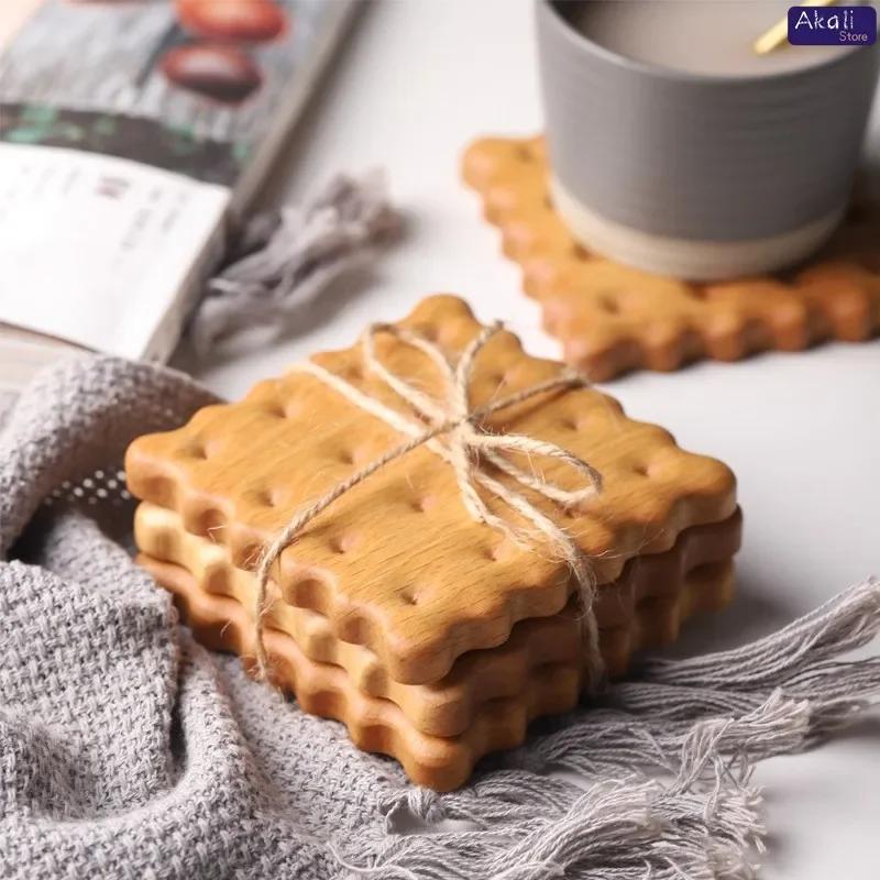 Biscuit Wood Coaster Mug Milk Cup Coffee Coaster Desktop Decoration Wood Color Teacup Insulation Pad
