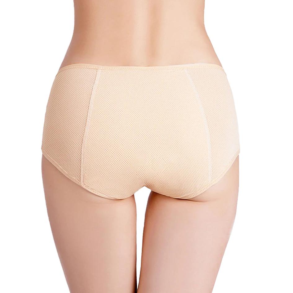 BEIGE LEAK-FREE MENSTRUAL PANTY WOMEN'S Knickers, HIGH WAIST, L