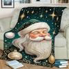 1pc Christmas Holiday Santa Claus And Golden Star Printed Blanket, Festive Atmosphere, Multi-Size Available, Suitable for Living Room, Bedroom, Study,