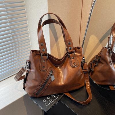 New Tote Bag Texture Fashionable Retro Trend Casual Commuting Large Capacity Shoulder Tote Bag