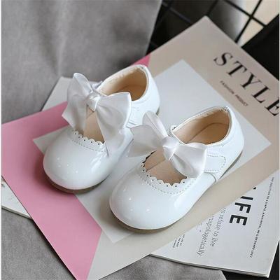 Est Spring Autumn Baby Girls Fashion Patent Leather Big Bow Princess Mary Janes Party Shoes Solid Color Student Flats Shoes