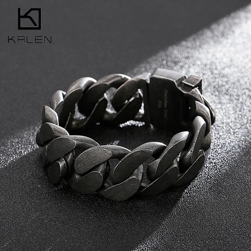Vintage Schweres Herren-Edelstahlarmband Matt Breit Handgelenk Kette Schmuck 3 Farben Poliert Größere Accessoires