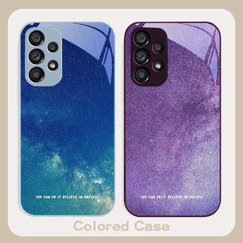 Brilliant Starry Sky For Samsung Galaxy S23 24 Plus S20 21 FE S25 Ultra A70 72 73 51 52 53 Tempered Glass Phone Case
