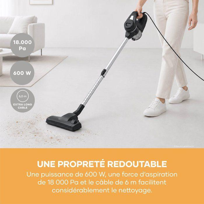 Aspirateur balai filaire - SEVERIN CY7080 - 19 000 Pa - 500 ml - Câble 6 m - Noir