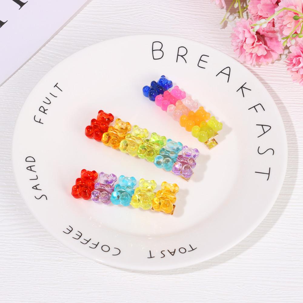 Cute Girls Women Duckbill Gummy Headwear Jelly Bear Hairpin Candy Color Colorful Hair Clip Barrette