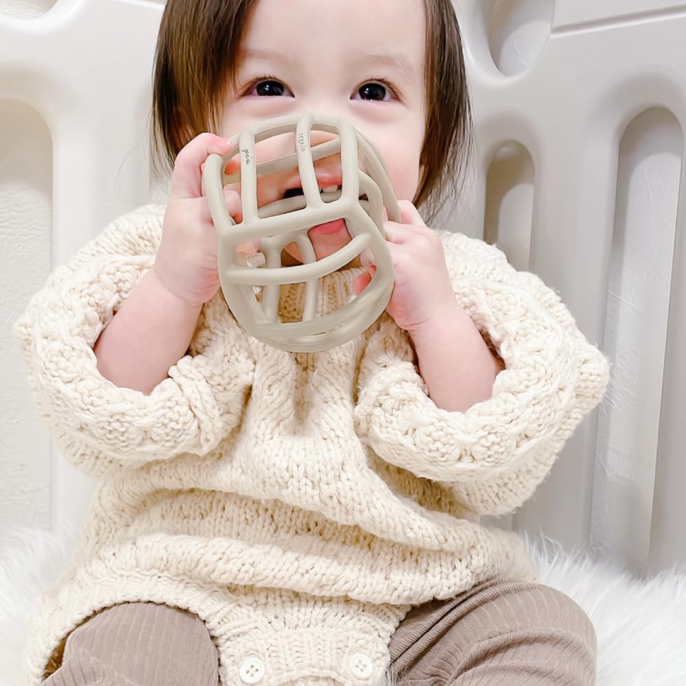 regalo Silicone Baby Teething Made with Safe Educational Toy Ball, Materials, BPA-Free, Microwave-Safe, (Beige)