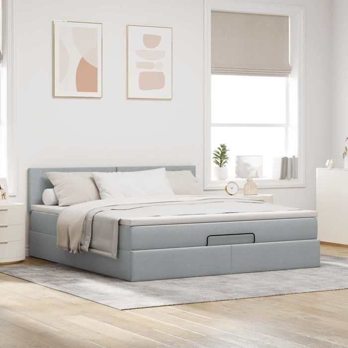 Maison Exclusive - Lit ottoman avec matelas gris clair 160x200 cm tissu
