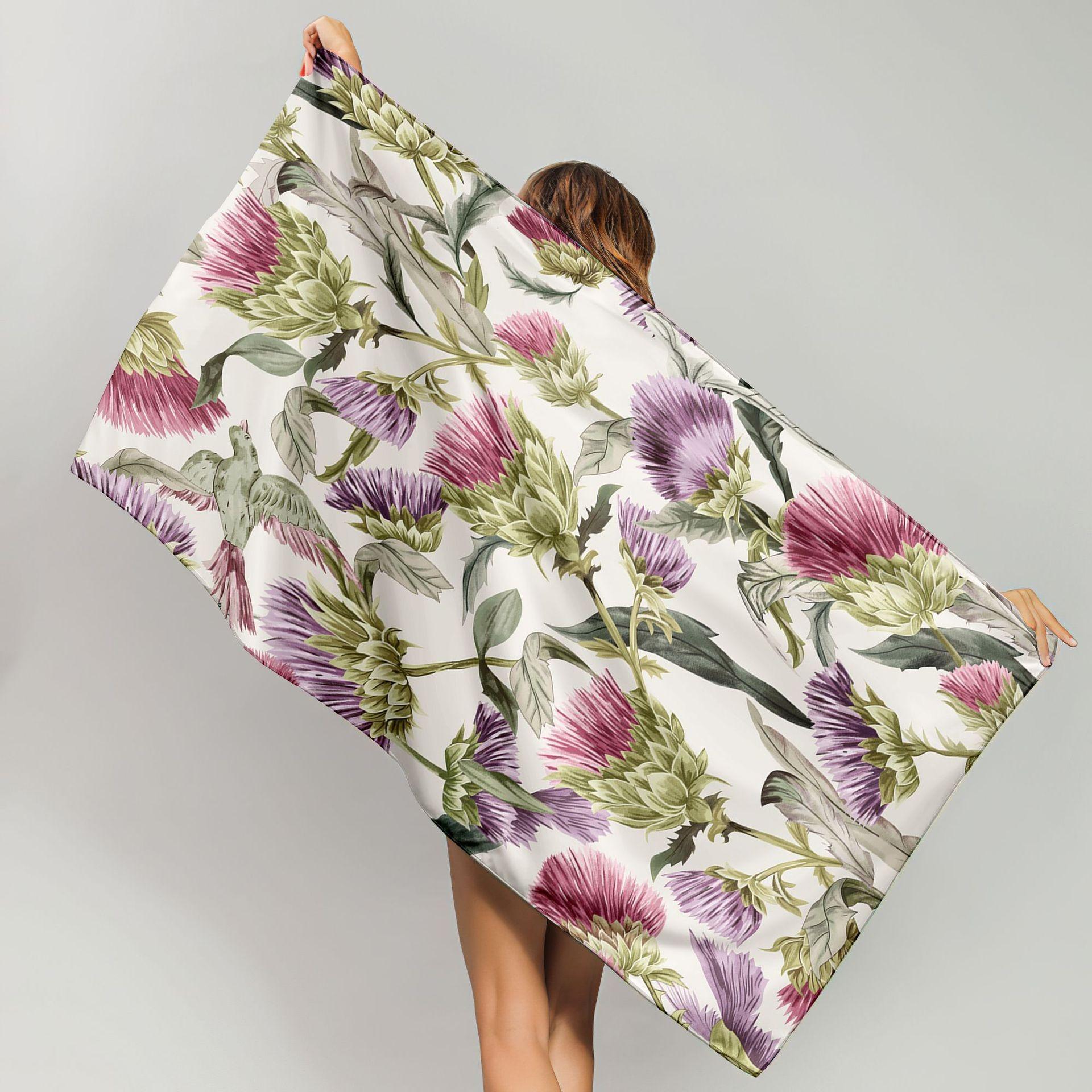 

Tropical Monstera Leaf Printed Beach Towel Quick Dry Polyester Bath Towel Green Palm Sand Free Pool Towel for Summer Vacation W30*H60(CM)