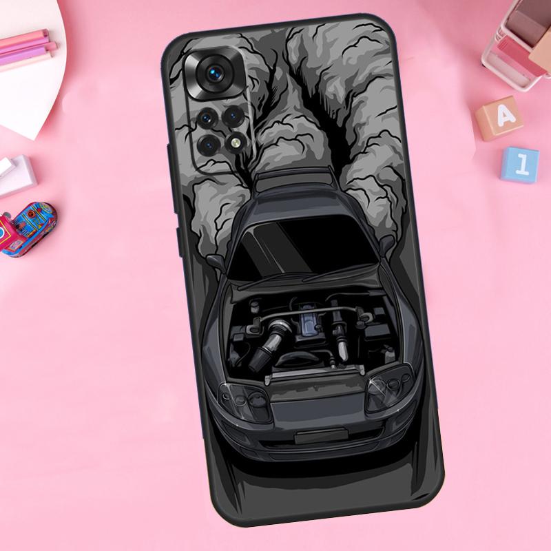 Sports Car JDM  Drift Phone Case For Xiaomi Redmi Note 11 10 9 8 12 Pro Turbo 9S 10S 11S 12S 9A 9C 10C 12C Cover