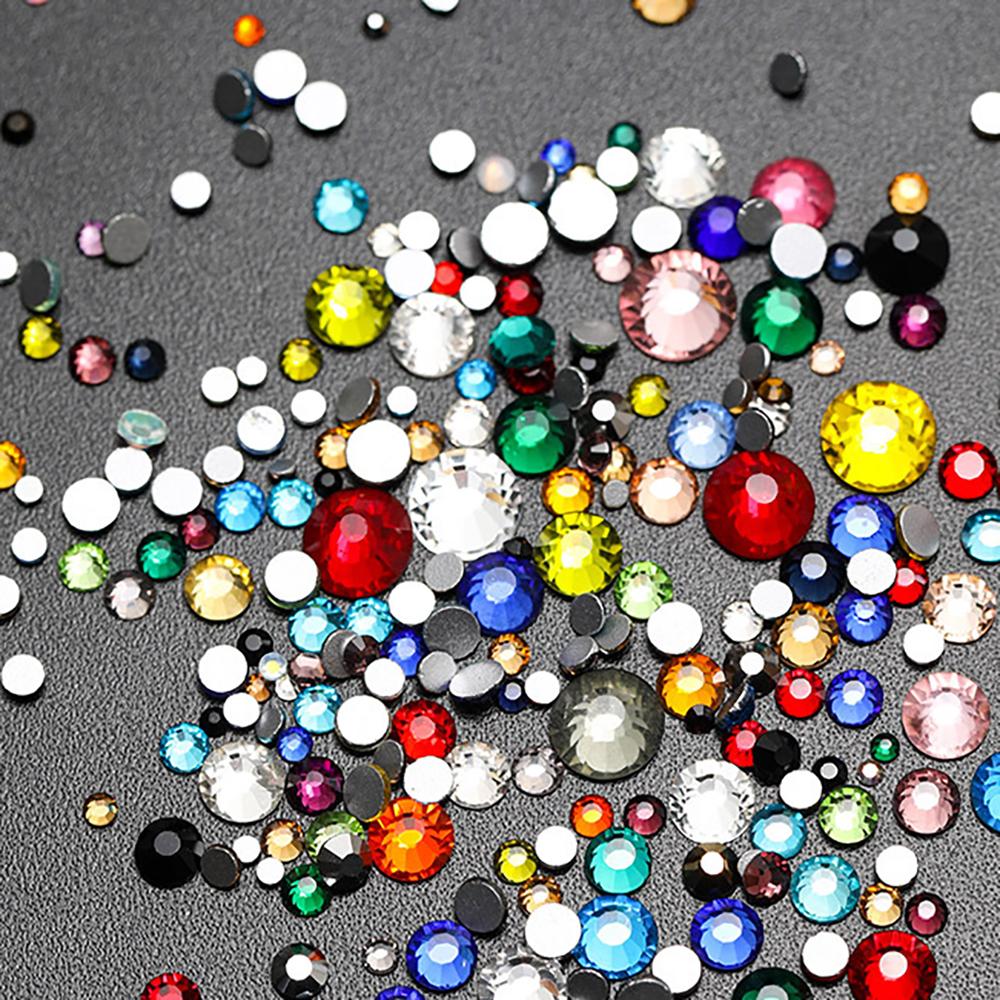 Flatback Crystal Glass Rhinestones Mix Size 14400pcs Non-Hot Fix Bulk Rhinestones for Nail Art Cup Garment Decoration