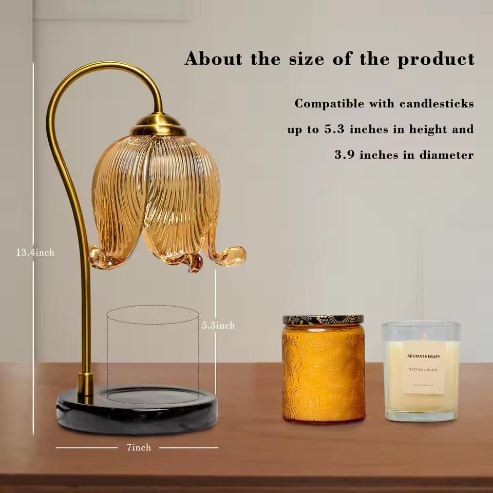 Tulip Flower Warm Candle Lamp French Retro Bedroom Bedside Lamp Fireless Fragrance Atmosphere Table Lamp