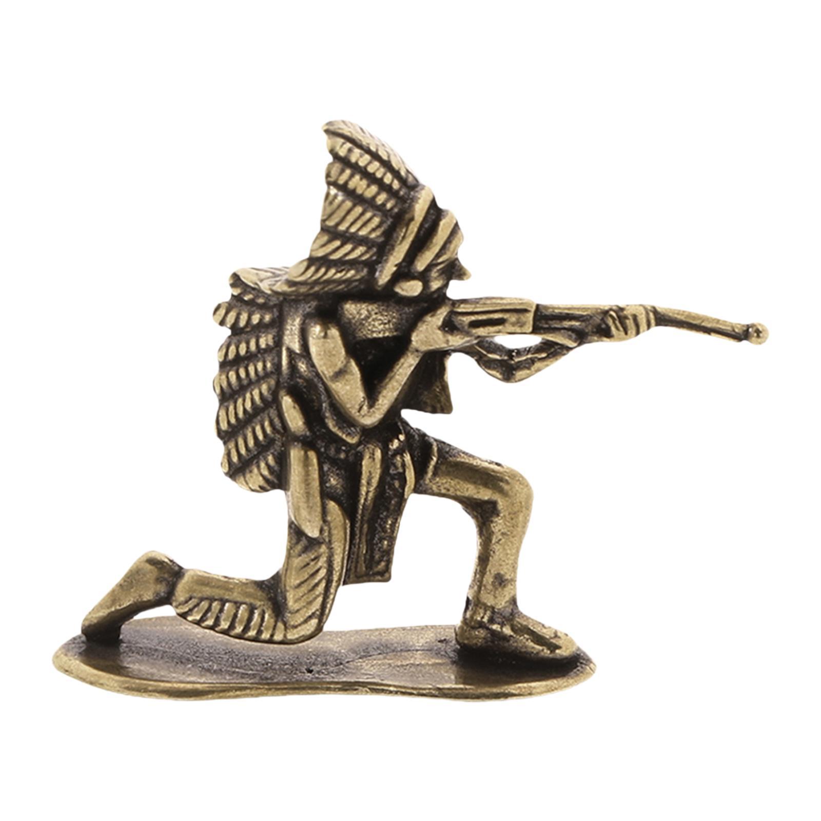 

Indian Warrior Figurine, Sturdy Brass Statue Sculpture for Showcase, Desktop, Home Decoration