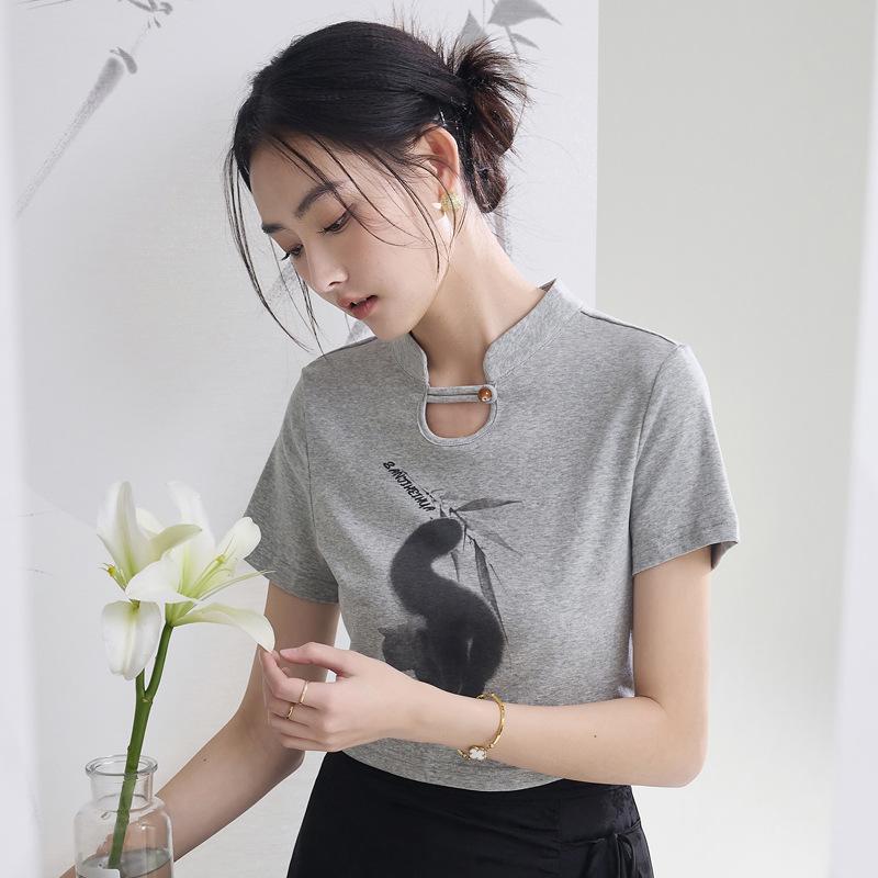 

Летняя женская футболка National Wind Tide, тонкие топы с короткими рукавами 3XL серый