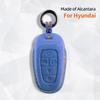 Suede Leather Car Key Case Cover Holder Smart Key Bag For Hyundai Sonata Ioniq 5 Nexo Nx4 Tucson 2022 Sonata 2020 Grandeur Santa