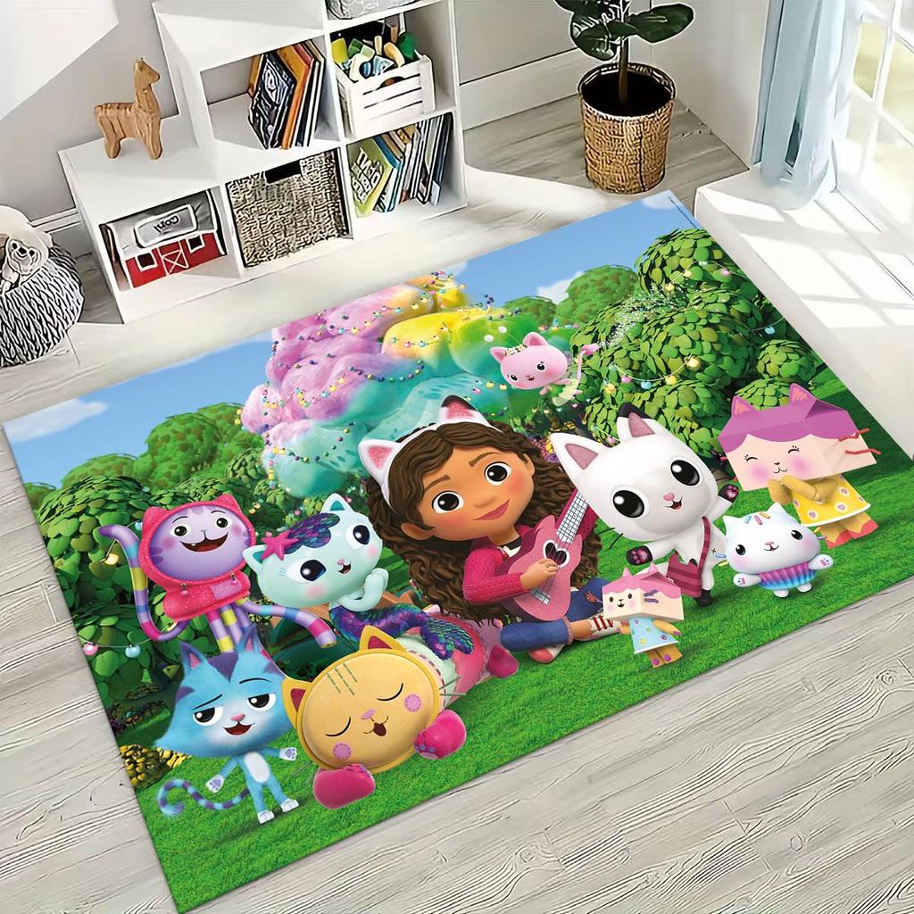 3D kreslený roztomilý Gabiin domeček pro panenky Dívčí dárek Koberec do ložnice obývacího pokoje pohovky Dům Rohožka Dekorace, Velká dětská protiskluzová podlahová rohož