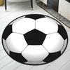Soccer Print Round Area Rugs for Kids Bedroom Decor Anti Slip Washable Flannel Carpet for Home Living Room Decor Round Floor Mat
