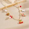 Fashion Stainless Steel Faux Pearl Pendant Necklace with Cherry and Starfish Design for Women