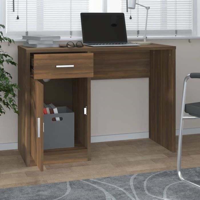 VidaXL Bureau avec tiroir et armoire Chêne marron 100x40x73 cm 342658