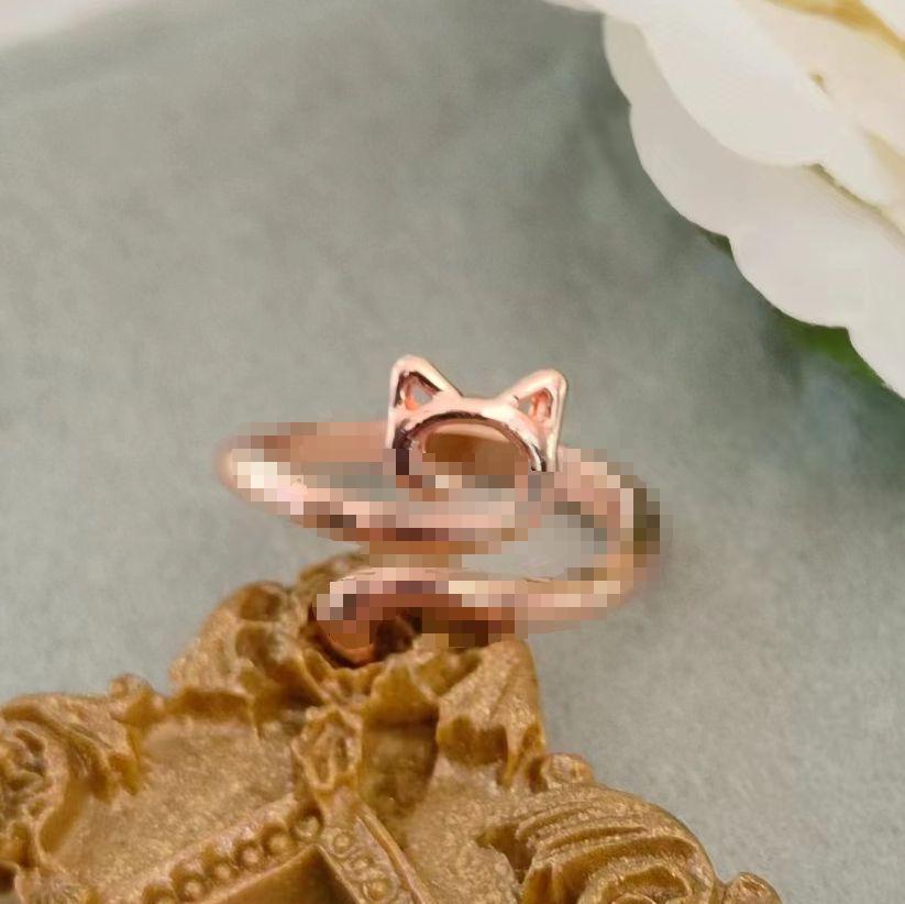 Japanese Korean Style Hollow Cat Ring - Adjustable Drip Oil Design for Students