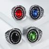 Retro Gemstone Men's Personality Trendy Fashion Wear Stainless Steel Finger Ring