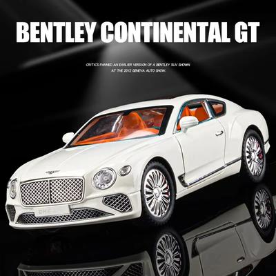 Nové 1:24 Bentley Continental GT Luxusní vozidlo Slitinová série Model auta Kolekce Kovový odlitek Hračka auto Zvukové světlo Dárek pro děti