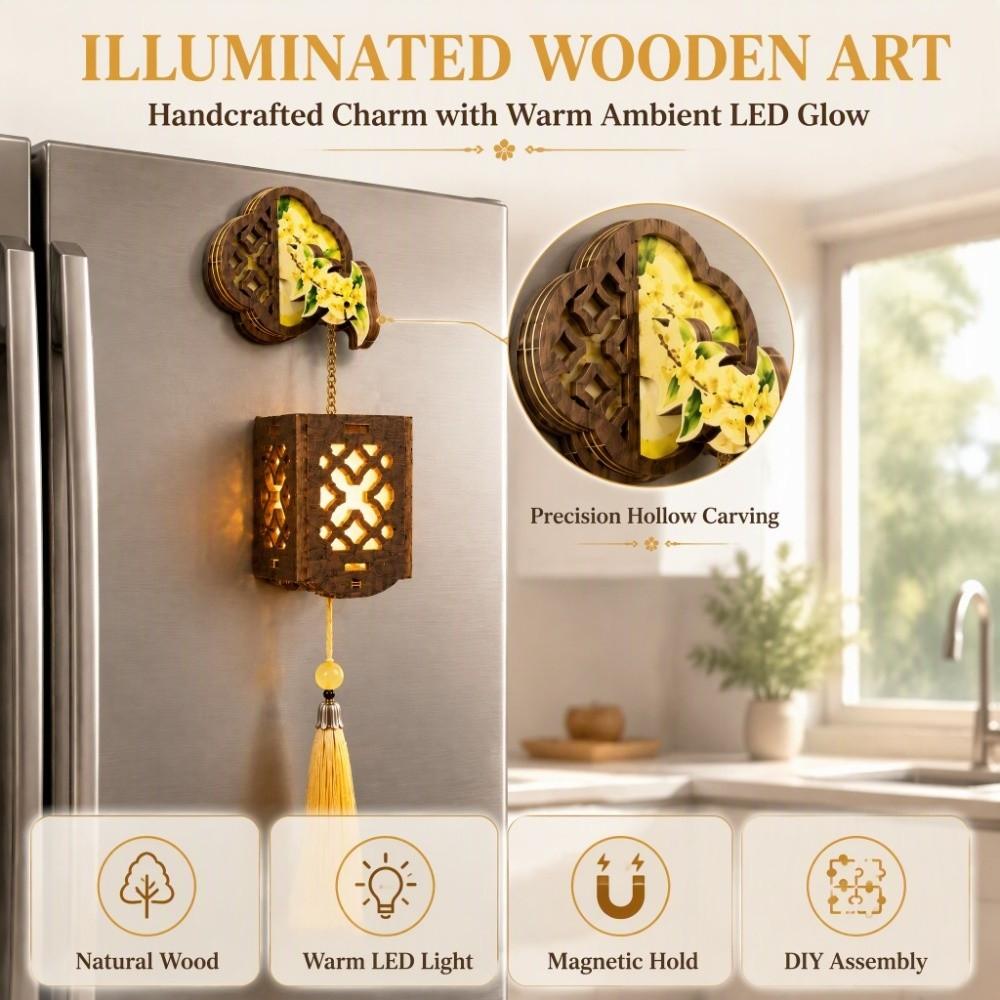 Battery-powered 3D Fridge Magnet DIY Assembly Decorative Fridge Magnet Home Decor