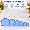 6-Piece Silicone Stretch Lid Set with Pull Tabs, Clear White or Blue