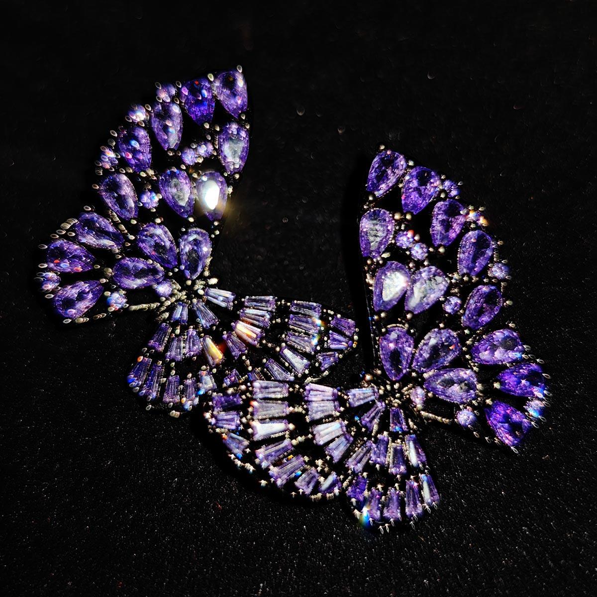 

BELLA BOX Heavy Industry Изысканные серьги-иглы из серебра с бабочкой, черного, фиолетового, белого и циркония, подходят для женщин, повседневных модных украшений для вечеринок фиолетовый