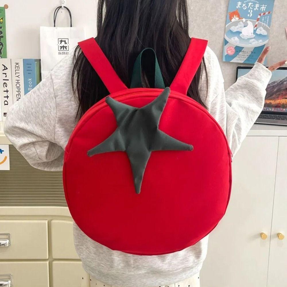 Cute Tomato Backpack Casual Student Schoolbag New Large Capacity Backpack  Teenagers