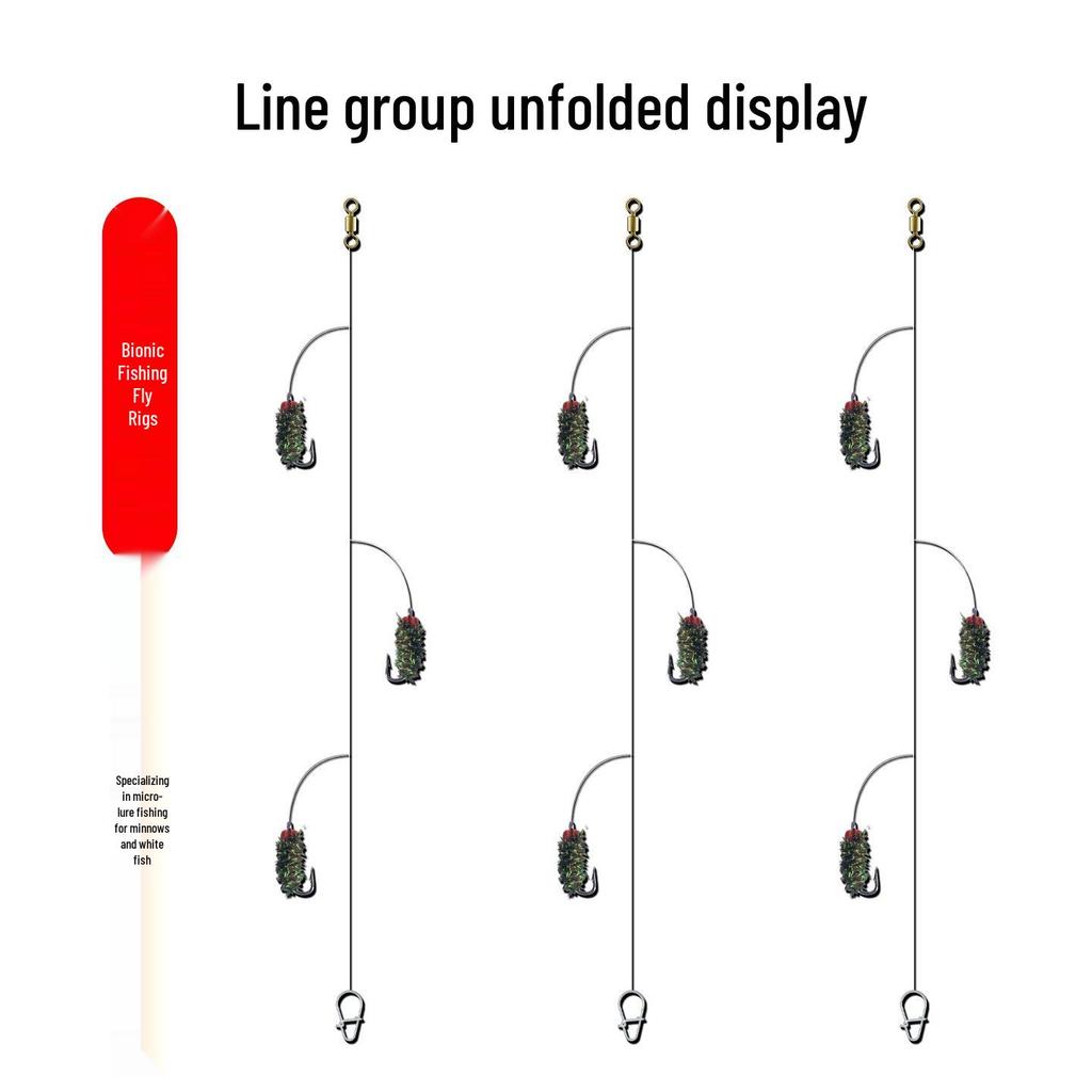 Micro Fly Fishing Lure Rig - Poison Mosquito Hook, Anti-Tangle Three-Hook Setup for Minnow and Goby
