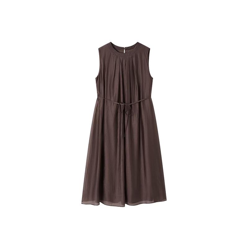 Demana Oxygen-Feel Lyocell Sleeveless Pleated Midi Dress with Belt