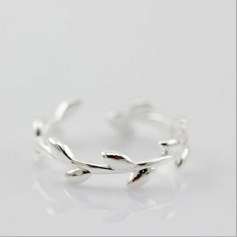 New Simple Aesthetic Tree Branches 925 Silver Jewelry Leaf Popular Not Allergic Opening Rings R045