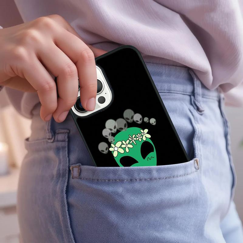Aesthetics Cartoon alien Phone Case For iPhone 17 Air 15 16e 14 13 Pro Max Coque 12 11 Pro Max PLUS cover