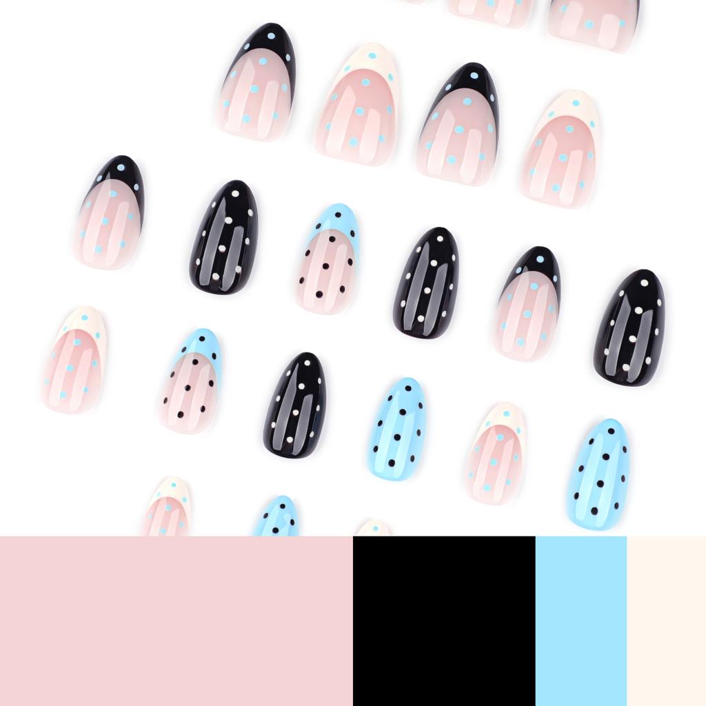 Hot-selling French Wear Nail Art European and American Popular Polka Dot Nail Pieces False Nail Almond Nail Pieces