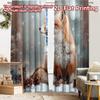 2pcs, 2D FLAT PRINTING Curtains (Without Rod) Winter Fox Scene Popular Curtains&Drapes Festival Durable Polyester Fabric