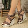 Bohemian espadrilles shoes peep toe wedges sandals platform women heel pumps hemp rope outsole comfort csaual shoes