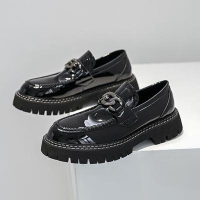 Men Fashion Patent Leather Shoes Slip-on Driving Shoe Wedding Party Dress Black Trendy Platform Loafers Designer Footwear