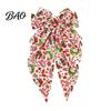 Red And Green Christmas Hair Clips Bows for Women Girls, Snowman Bow Clips, Handmade Elk Printed Bows, Festive Holiday Ribbons with Long Tail,