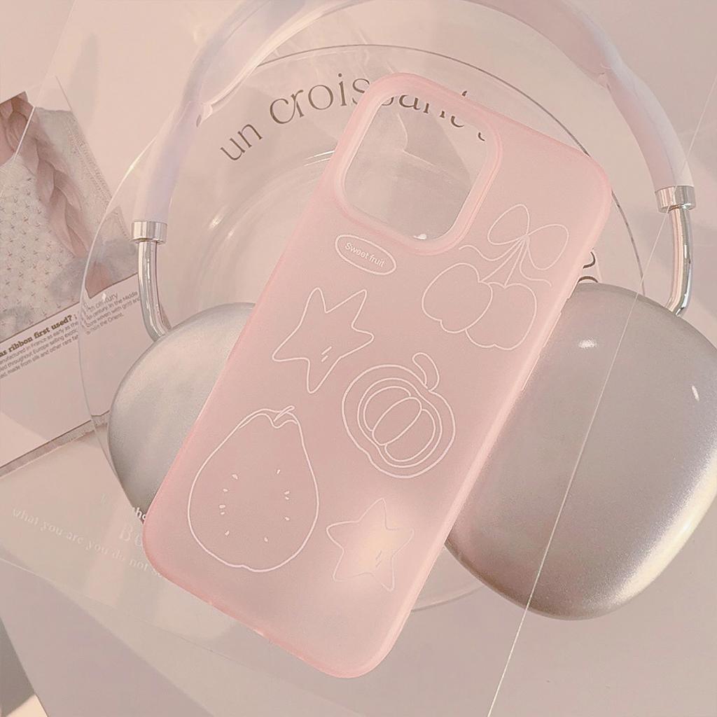 Cute Fruit Graffiti Iphone17 Mobile Phone Case Apple 15 Pink Sweet 16promax Suitable for 13 Anti Fall 12